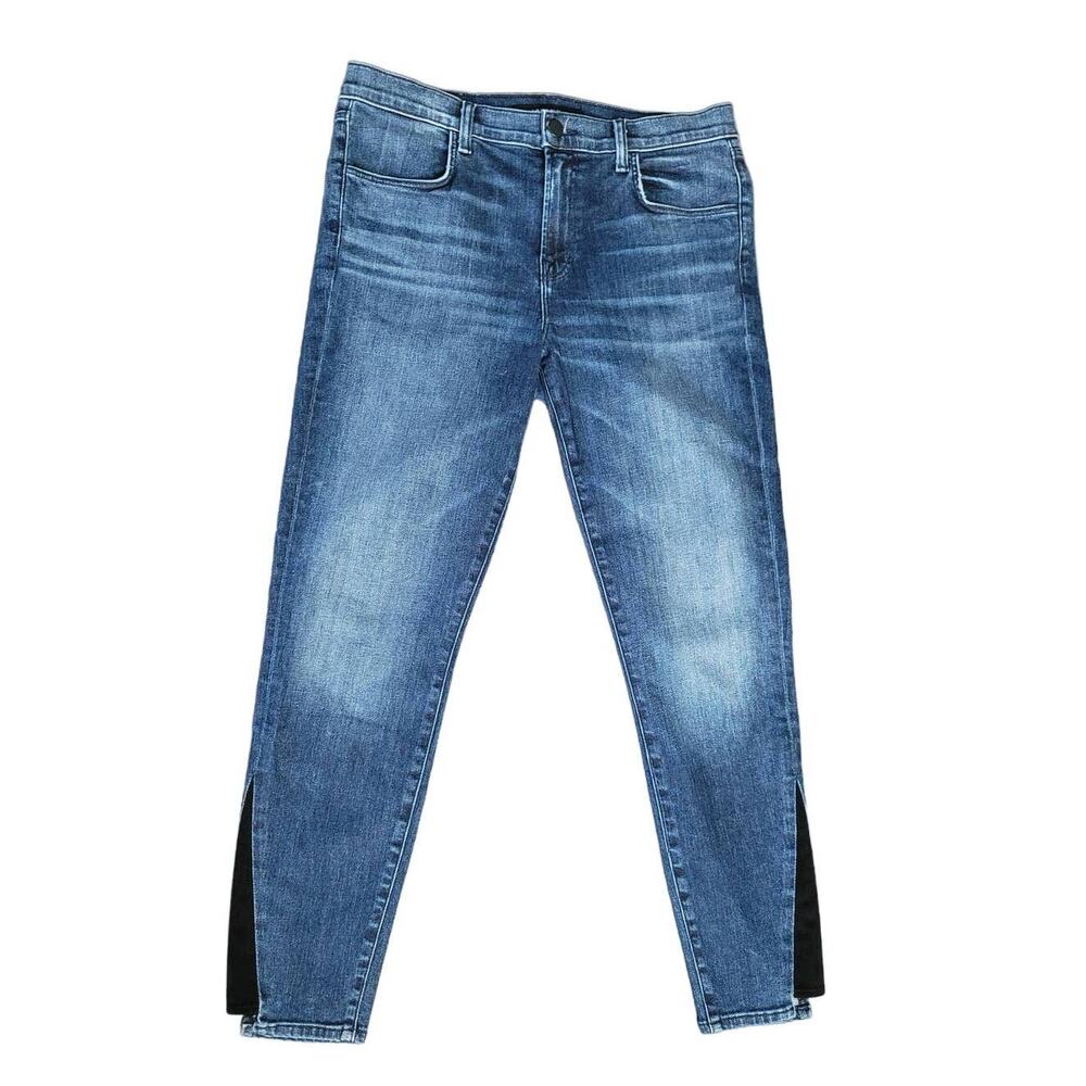 J Brand Jeans Alana‎ Dark Torrent Blue with Black Ankle Straight Size 30
